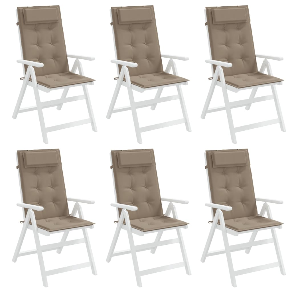 Възглавници за стол с висока облегалка 6 бр таупе Оксфорд плат