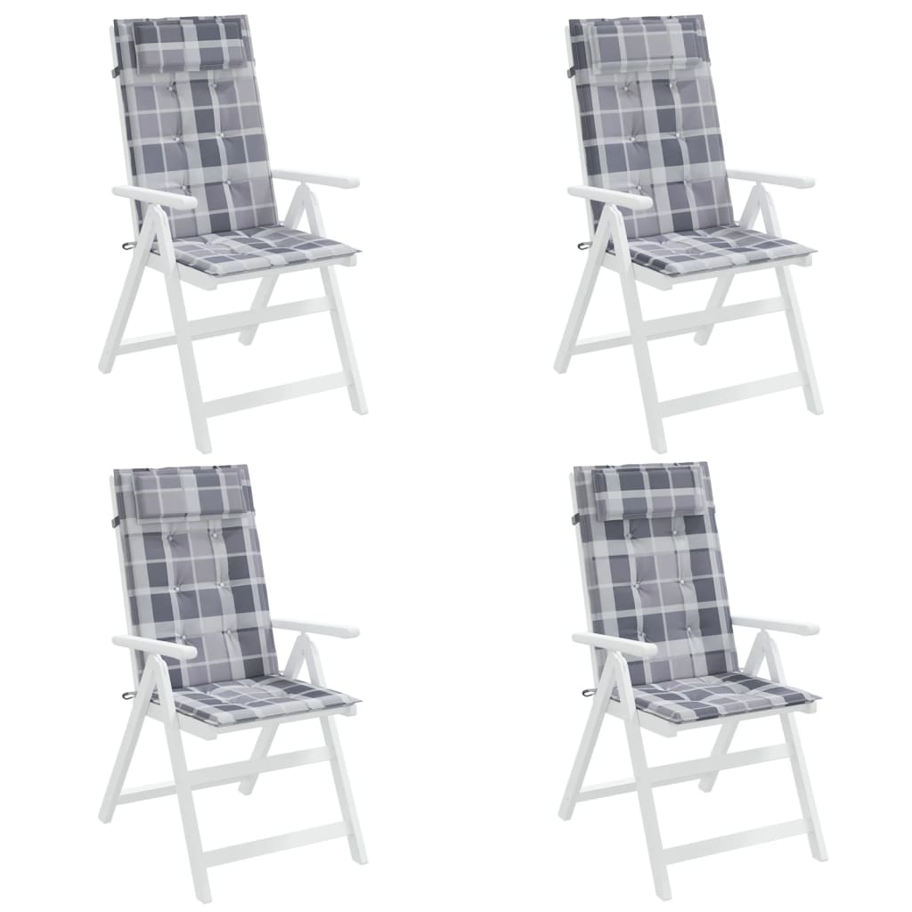 Възглавници за столове с облегалка 4 бр сиво каре Оксфорд плат