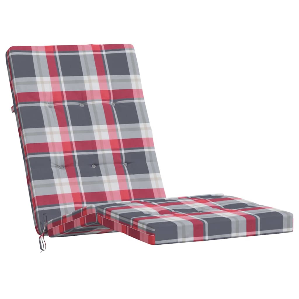Възглавници за столове шезлонги 2 бр червено каре Оксфорд плат