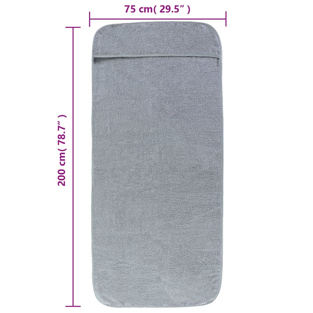 Плажни кърпи 2 бр сиви 75x200 см текстил 400 GSM