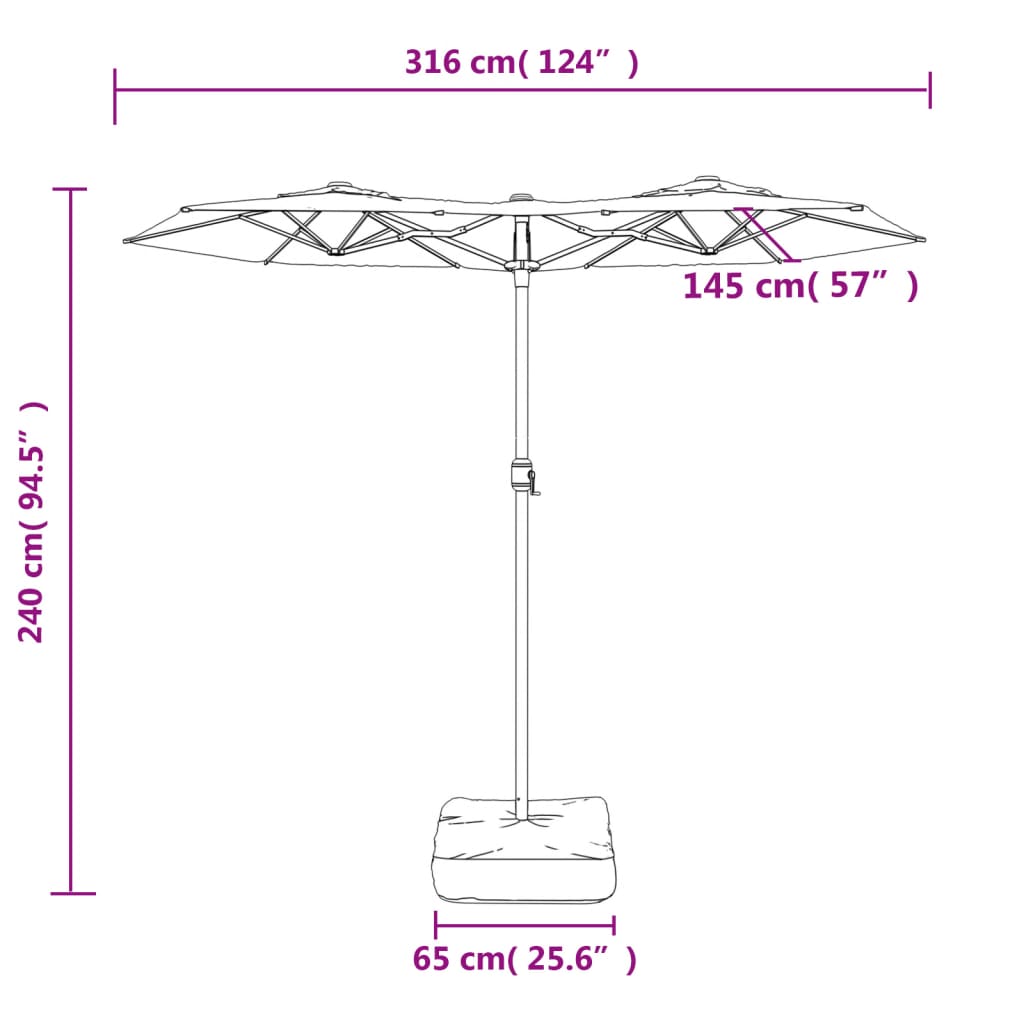 Чадър с двоен покрив, таупе, 316x240 см