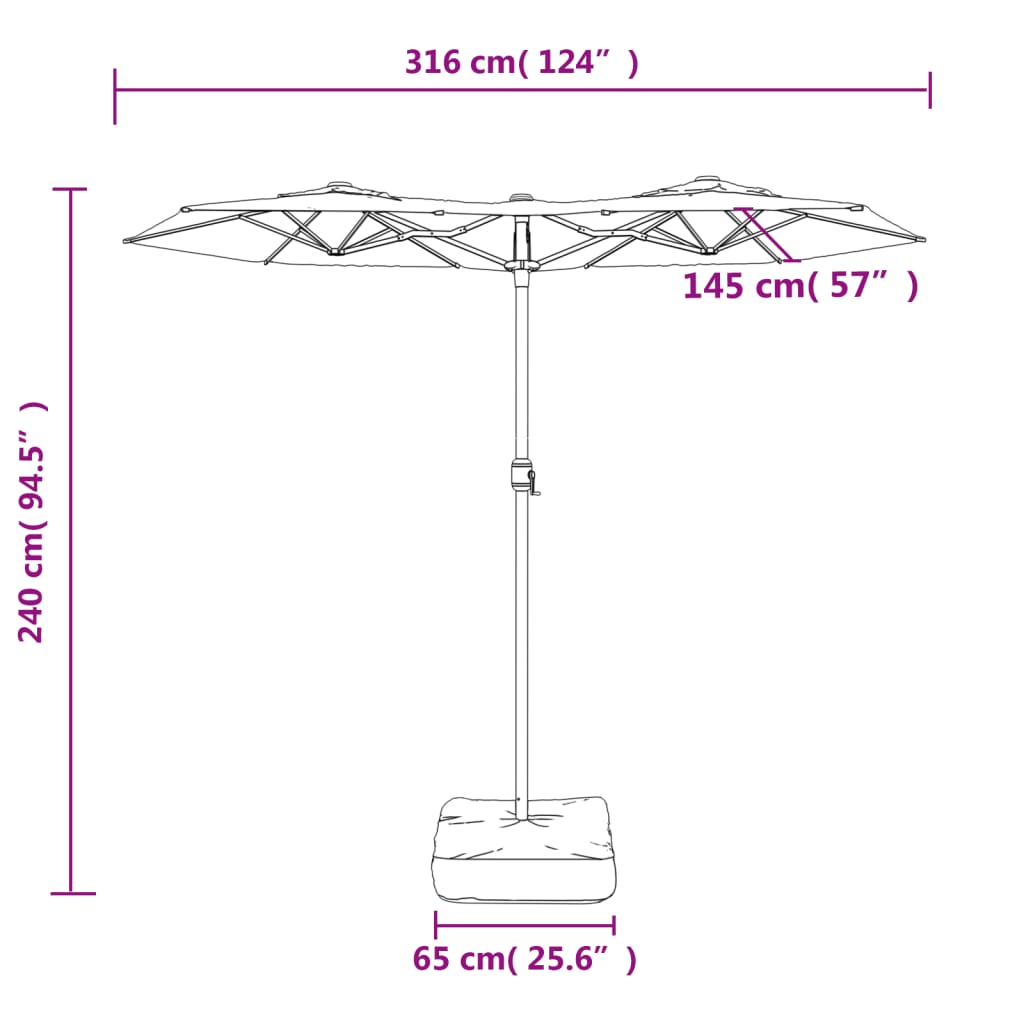 Чадър с двоен покрив, теракота, 316x240 см