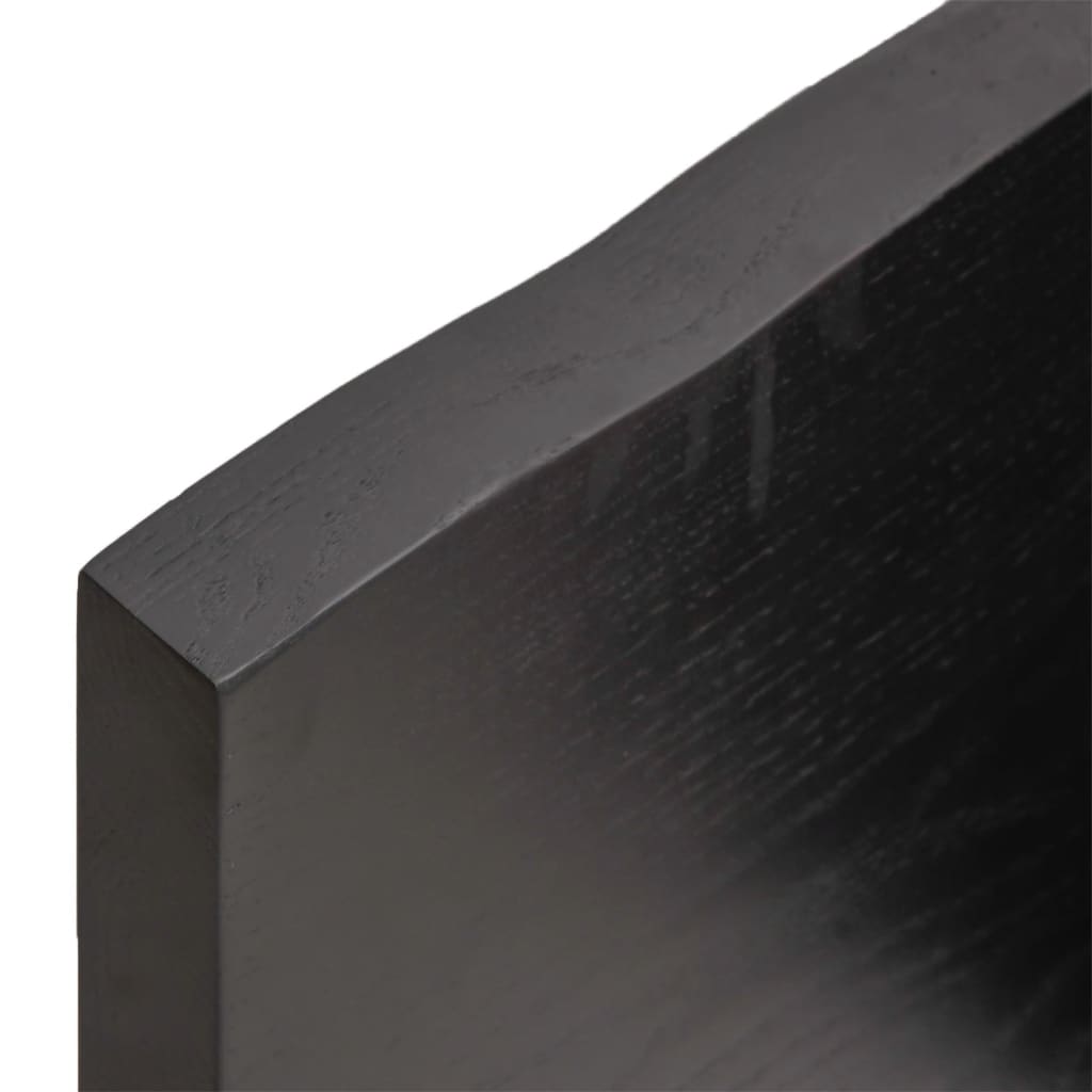 Стенен рафт тъмнокафяв 200x30x(2-4) см обработен масивен дъб