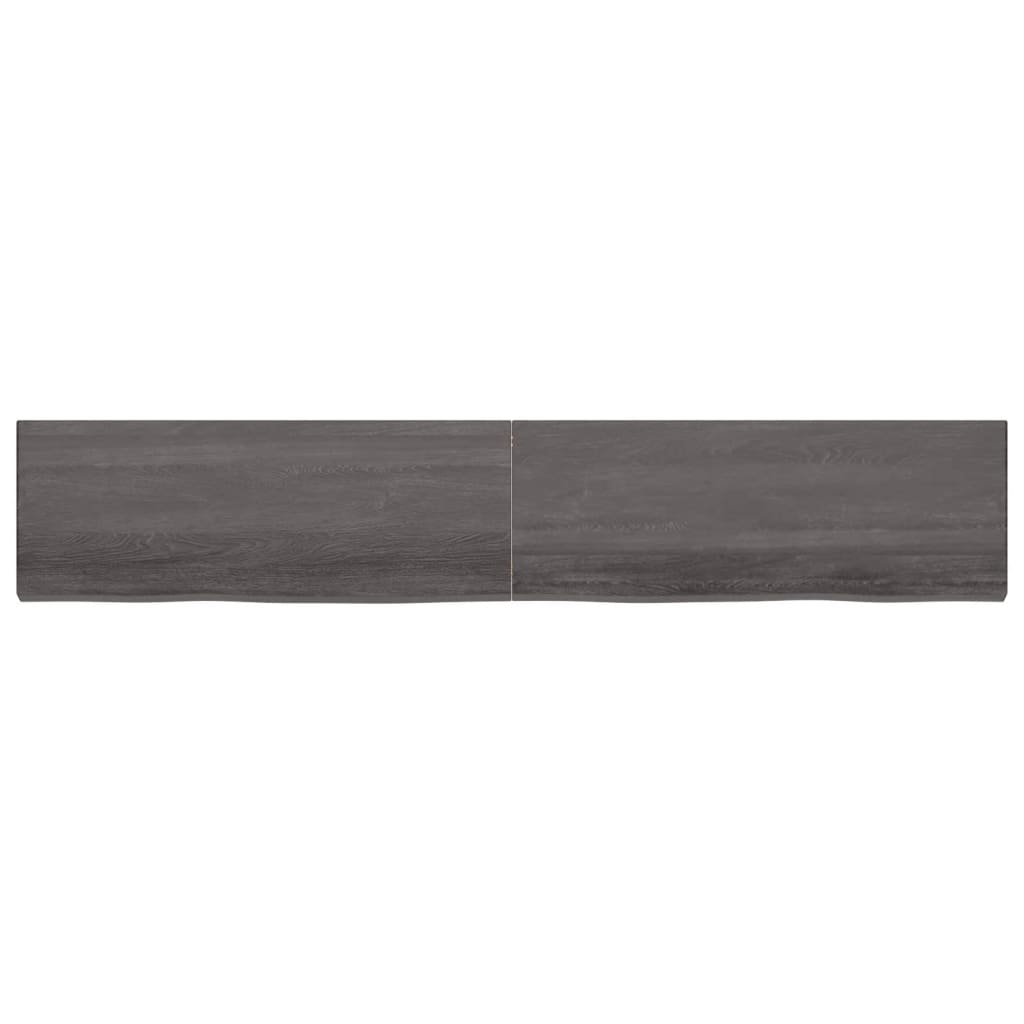 Стенен рафт тъмнокафяв 220x40x(2-6) см обработен масивен дъб