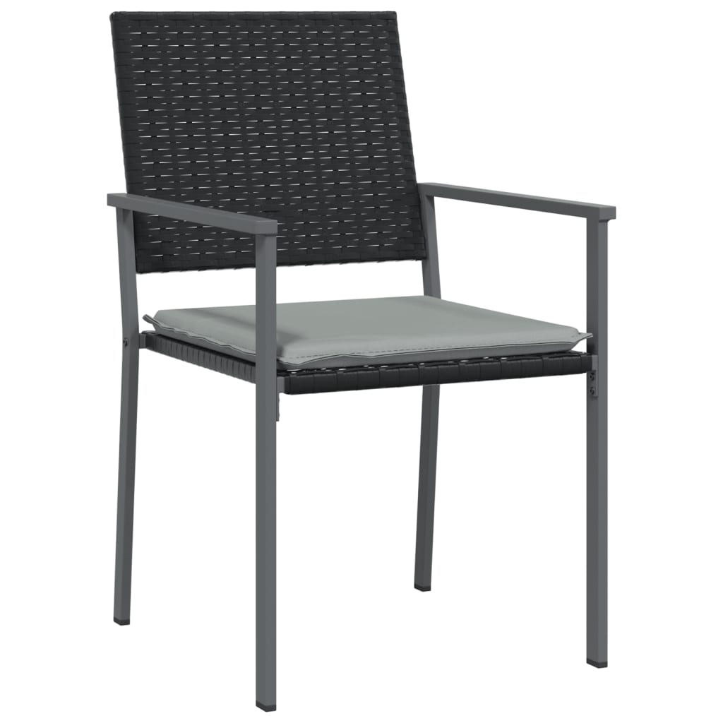 Градински стол с възглавници 2 бр черни 54x62,5x89 см полиратан