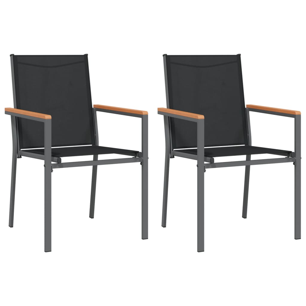Градински столове 2 бр черни 55x61,5x90 см Textilene и стомана