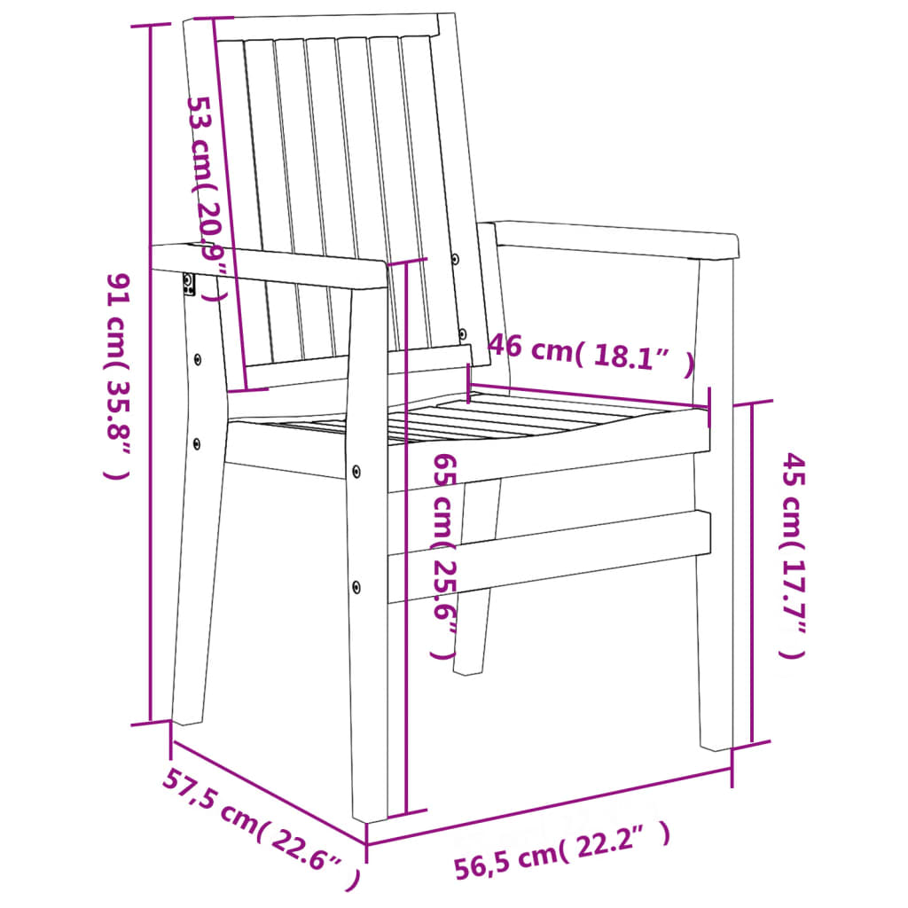 Стифиращи градински столове 2 бр 56,5x57,5x91 см тик масив