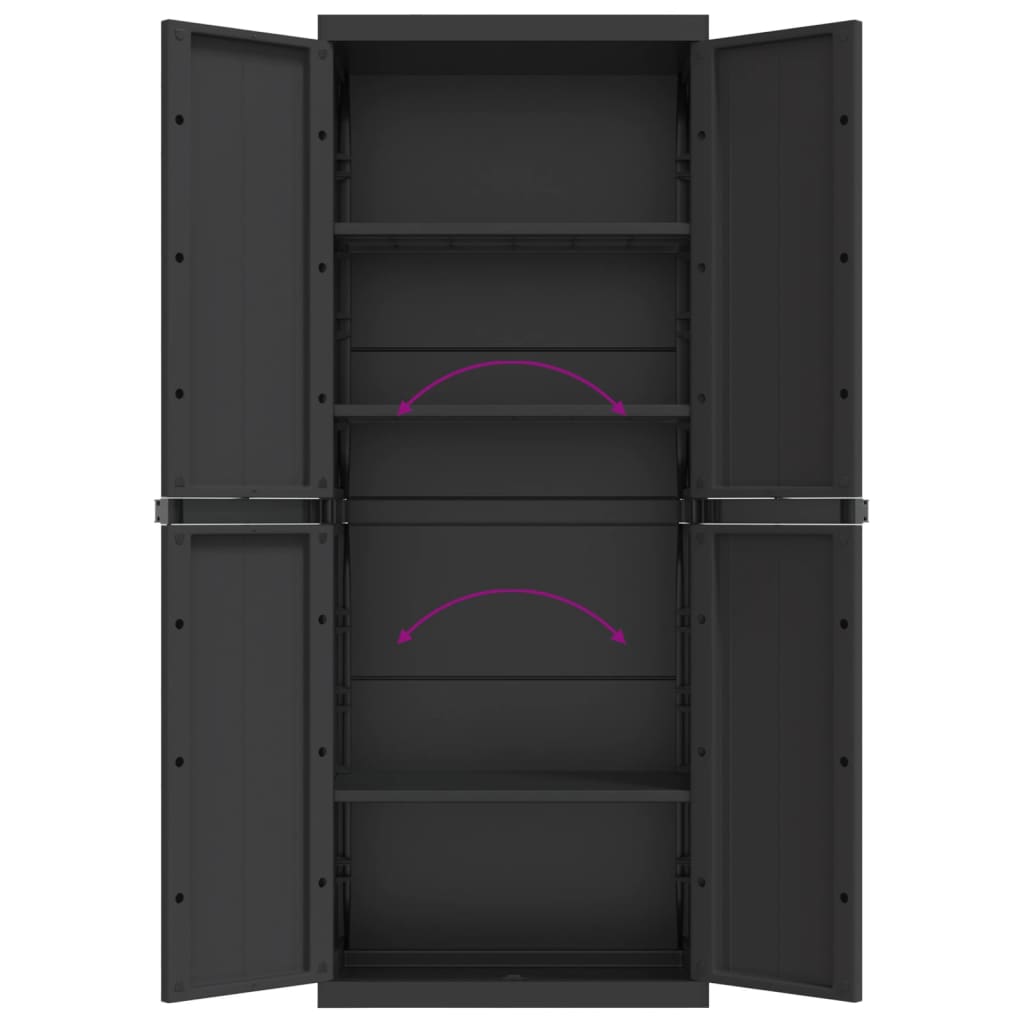 Външен шкаф за съхранение, черен, 65x37x165 см, PP