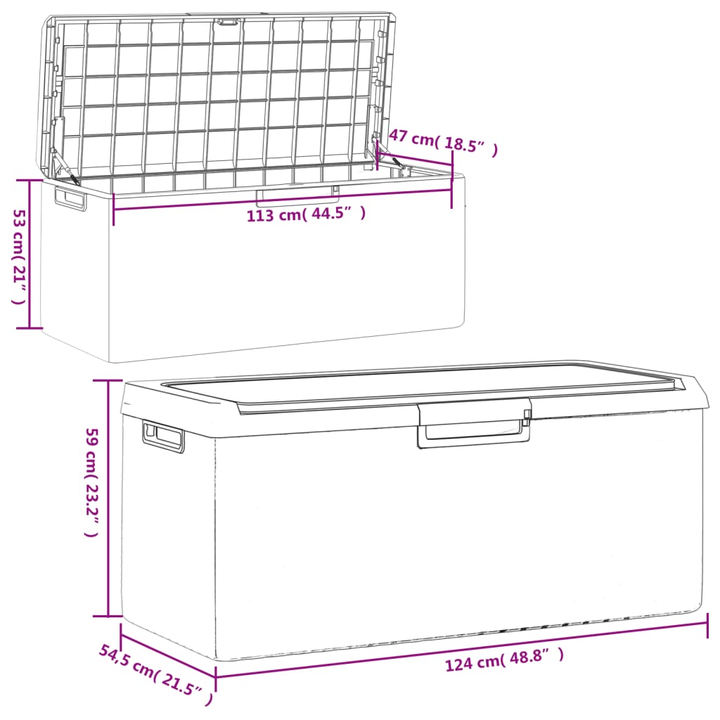 Градинска кутия за съхранение с възглавница антрацит 350 л PP