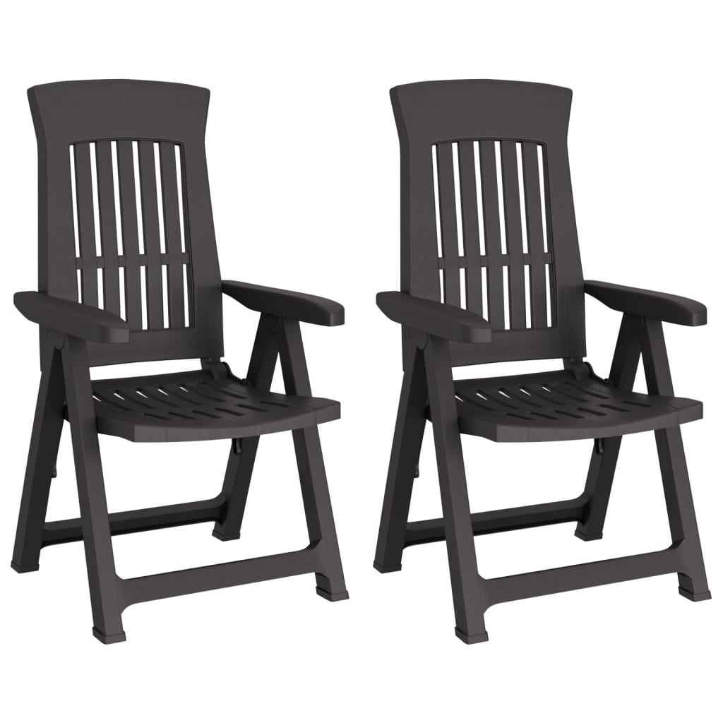 Градински накланящи се столове, 2 бр, антрацит, PP