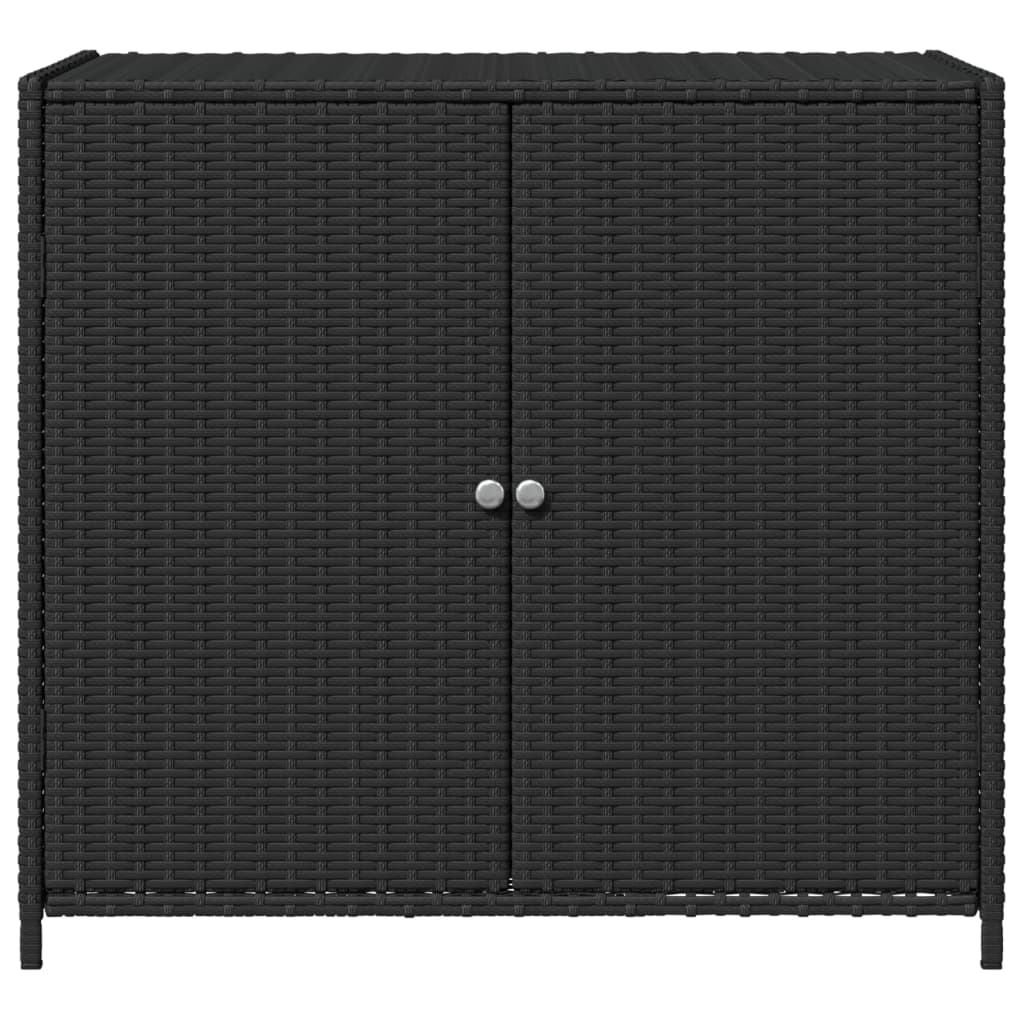 Градински шкаф за съхранение, черен, 83x45x76 см, полиратан