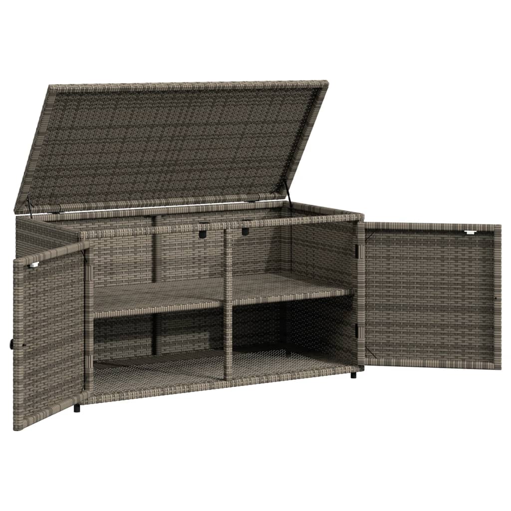 Градински шкаф за съхранение, сив, 110x55x60,5 см, полиратан
