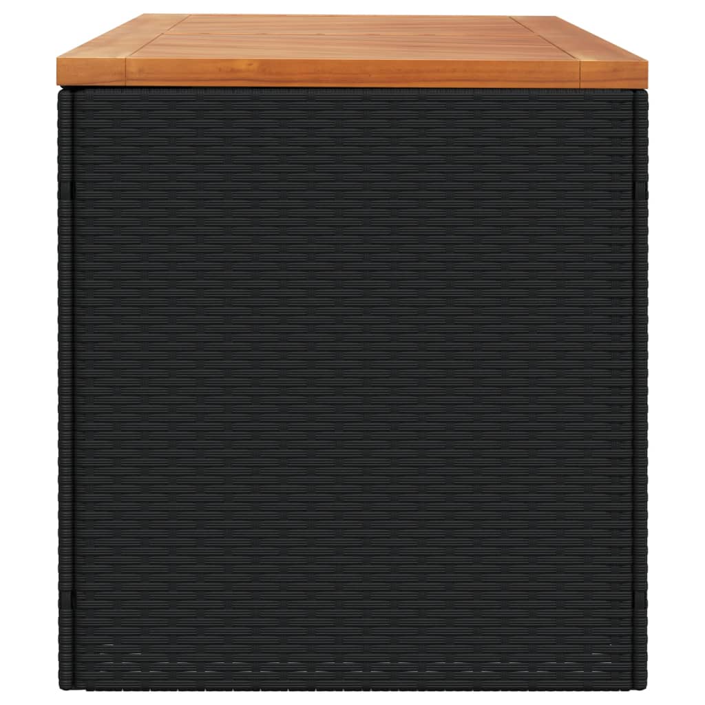 Външна кутия за съхранение черна 220x50x54 см PE ратан акация