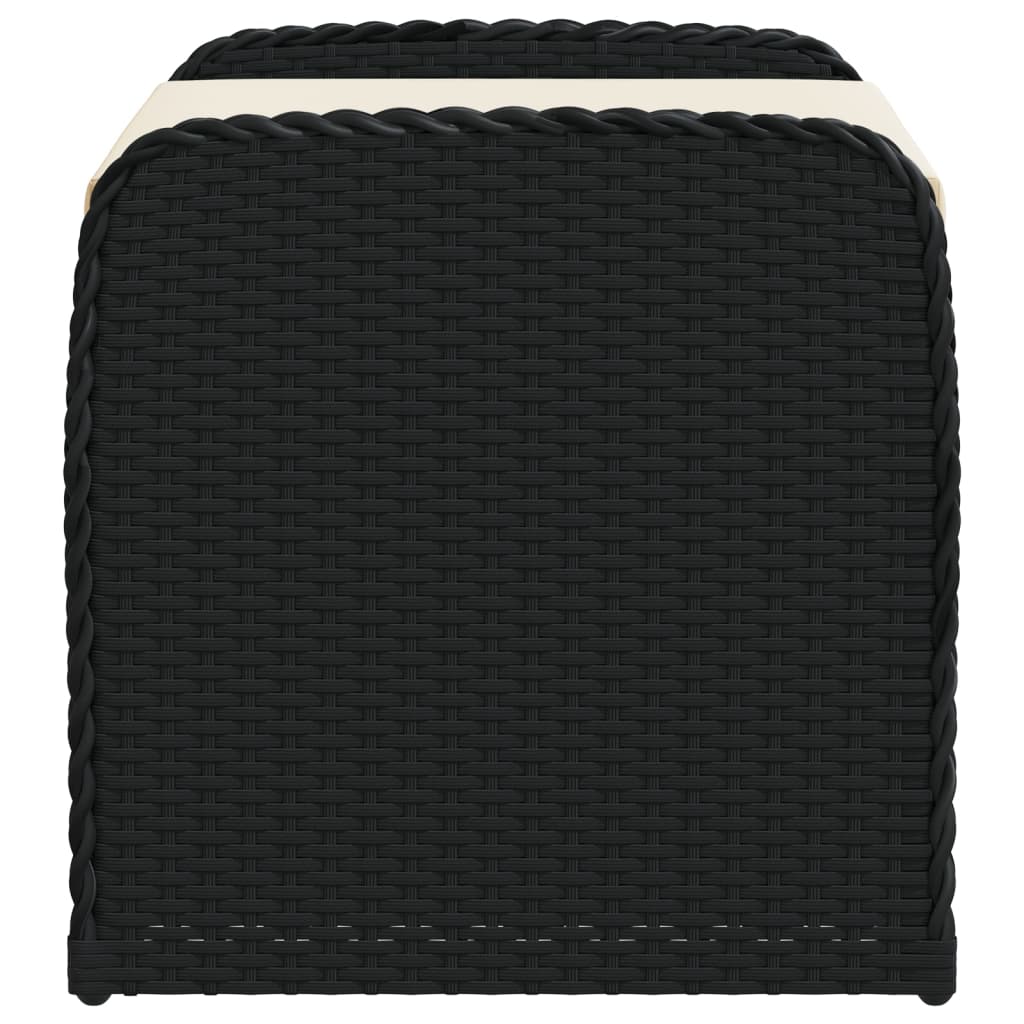 Пейка за съхранение с възглавница черна 80x51x52 см полиратан