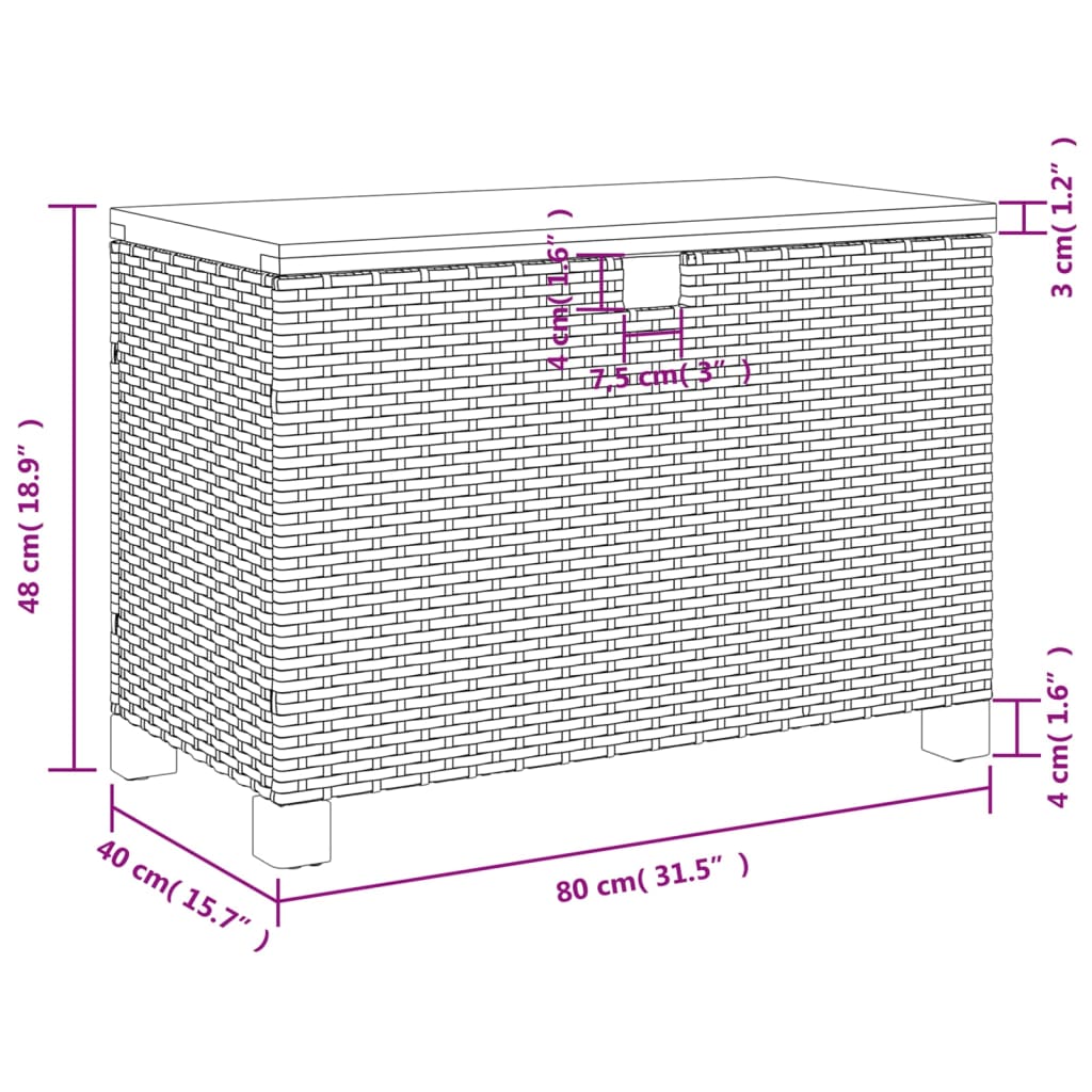 Градинска кутия за съхранение сива 80x40x48 см PE ратан акация