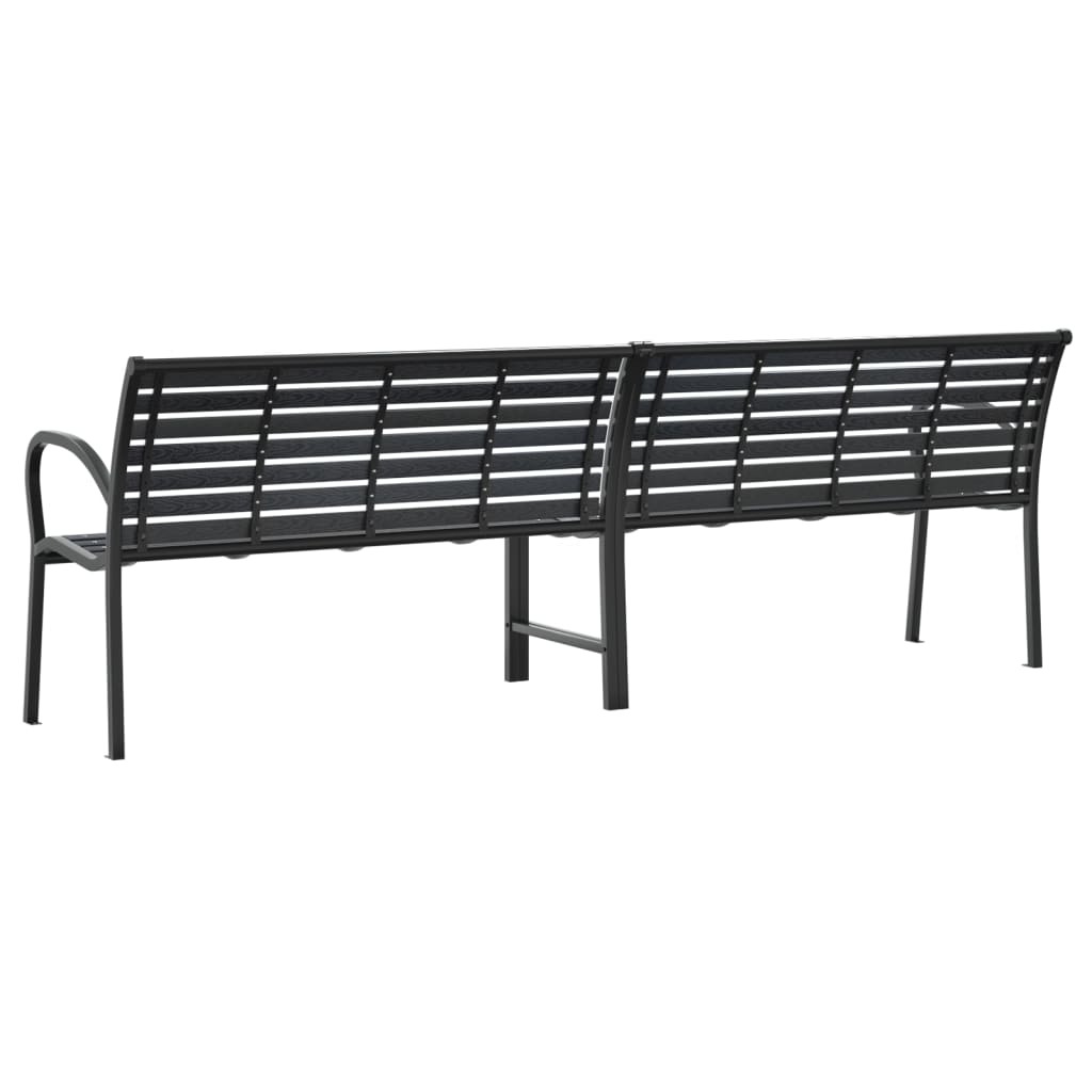 Двойна градинска пейка черна 231 см стомана и WPC 