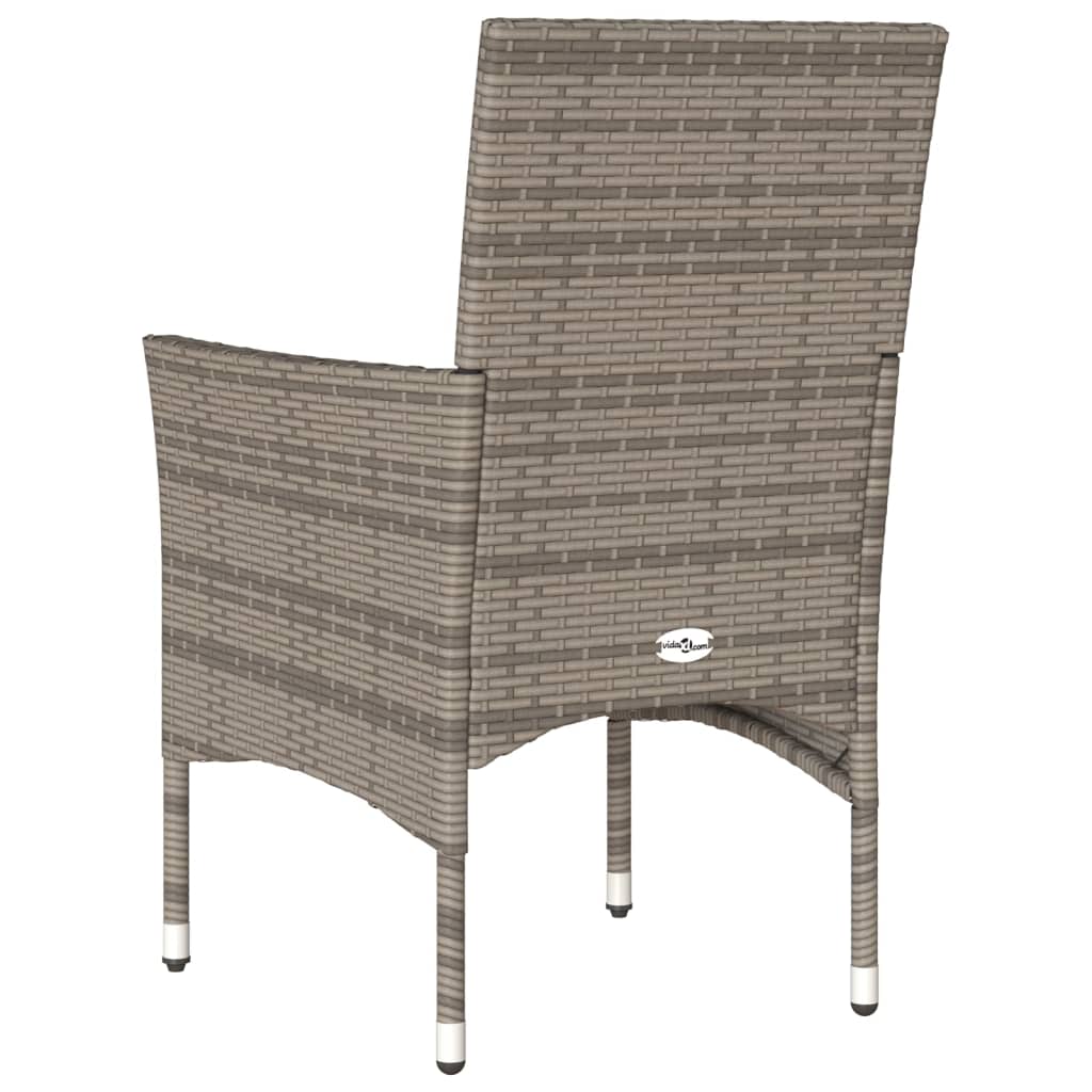 Градински столове с възглавници, 2 бр, полиратан, сиви