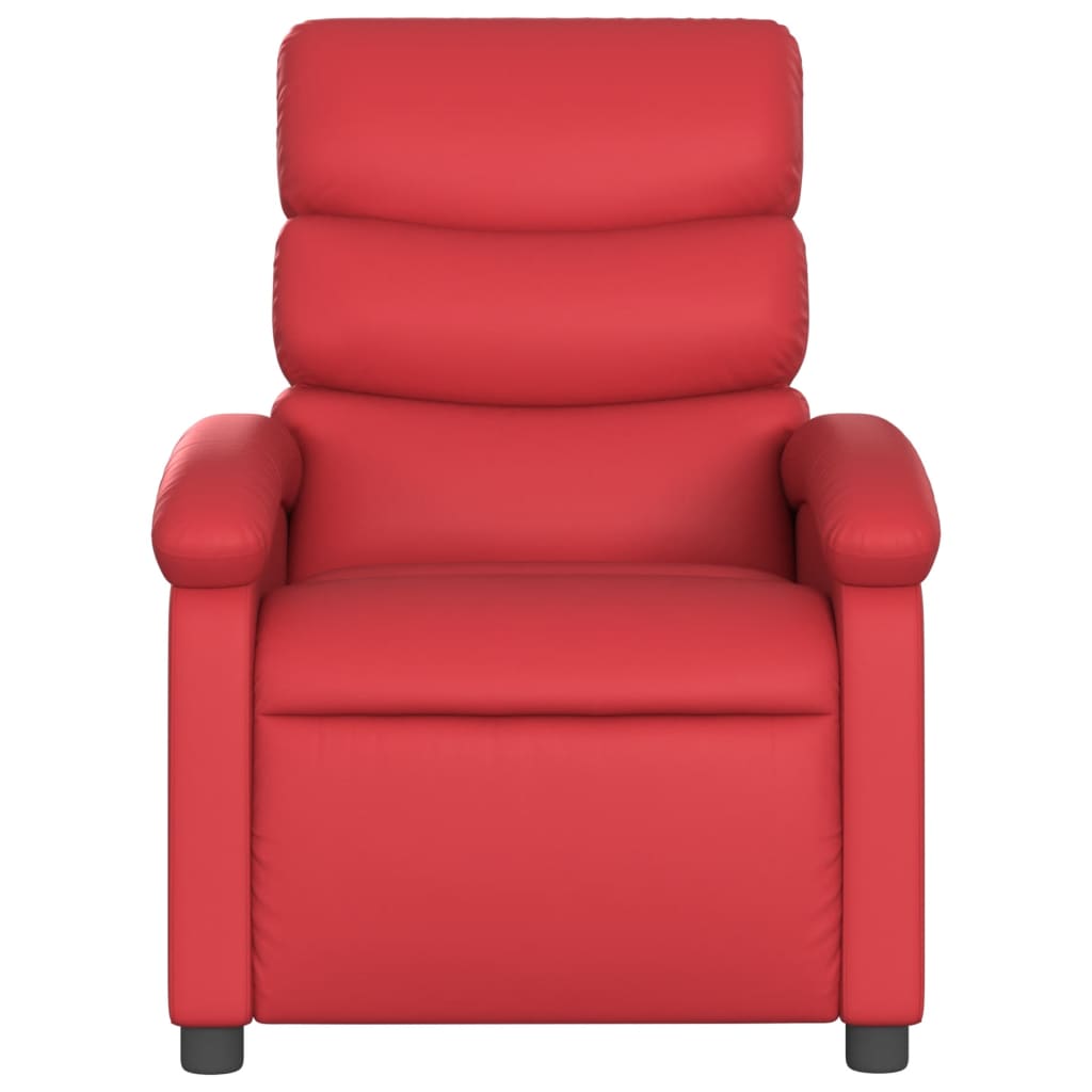 Масажен реклайнер стол, червен, изкуствена кожа