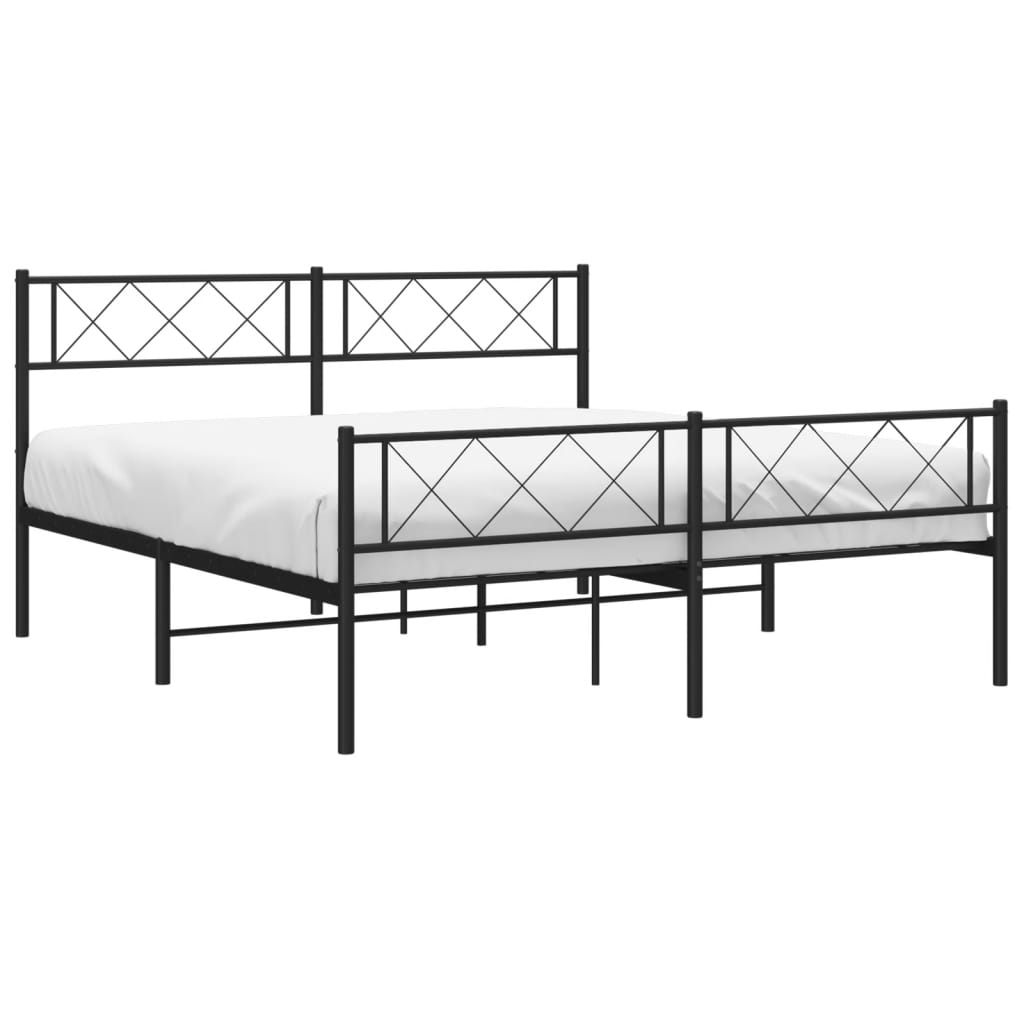 Метална рамка за легло с горна и долна табла, черна, 120x190 см