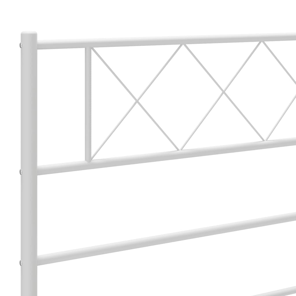 Метална рамка за легло с горна и долна табла, бяла, 90x200 см