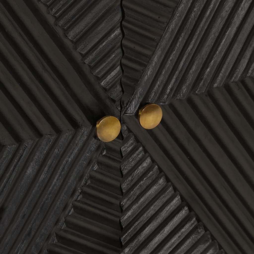 Бюфет, черен, 55x30x76 см, мангово дърво масив и желязо
