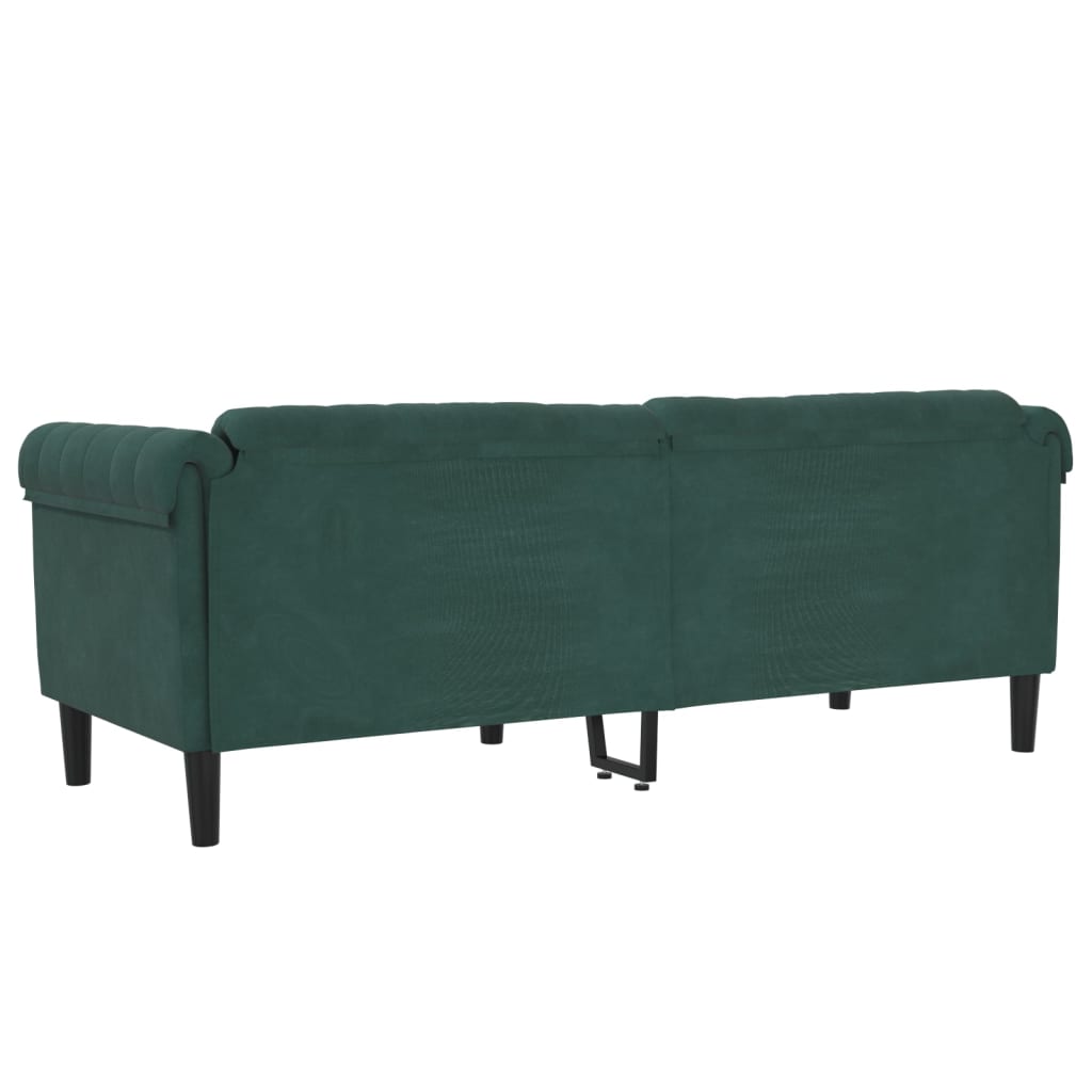 3-местен диван, тъмнозелен, кадифе