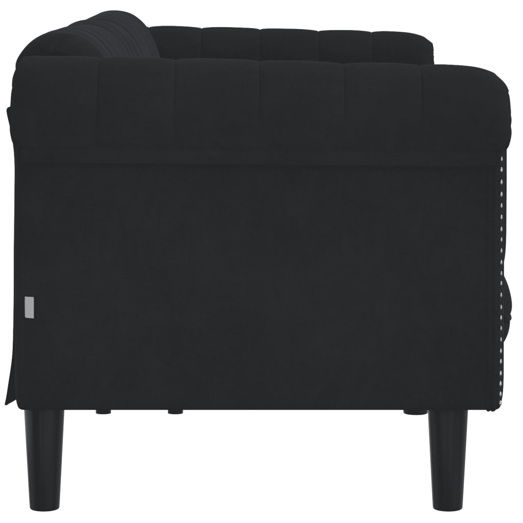 3-местен диван, черен, кадифе