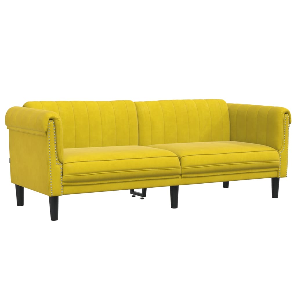 3-местен диван, жълт, кадифе