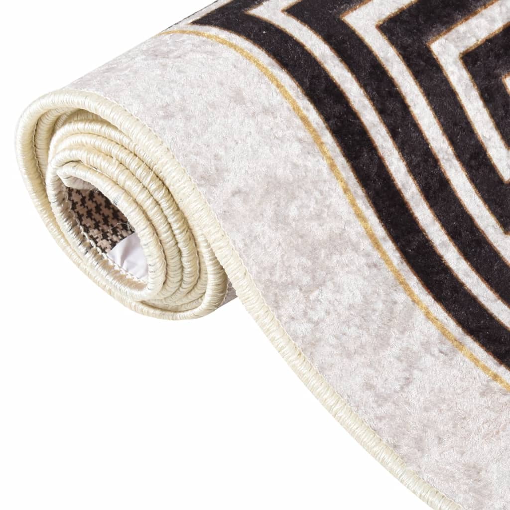 Перящ се килим, бяло и черно, 150x230 см, противоплъзгащ