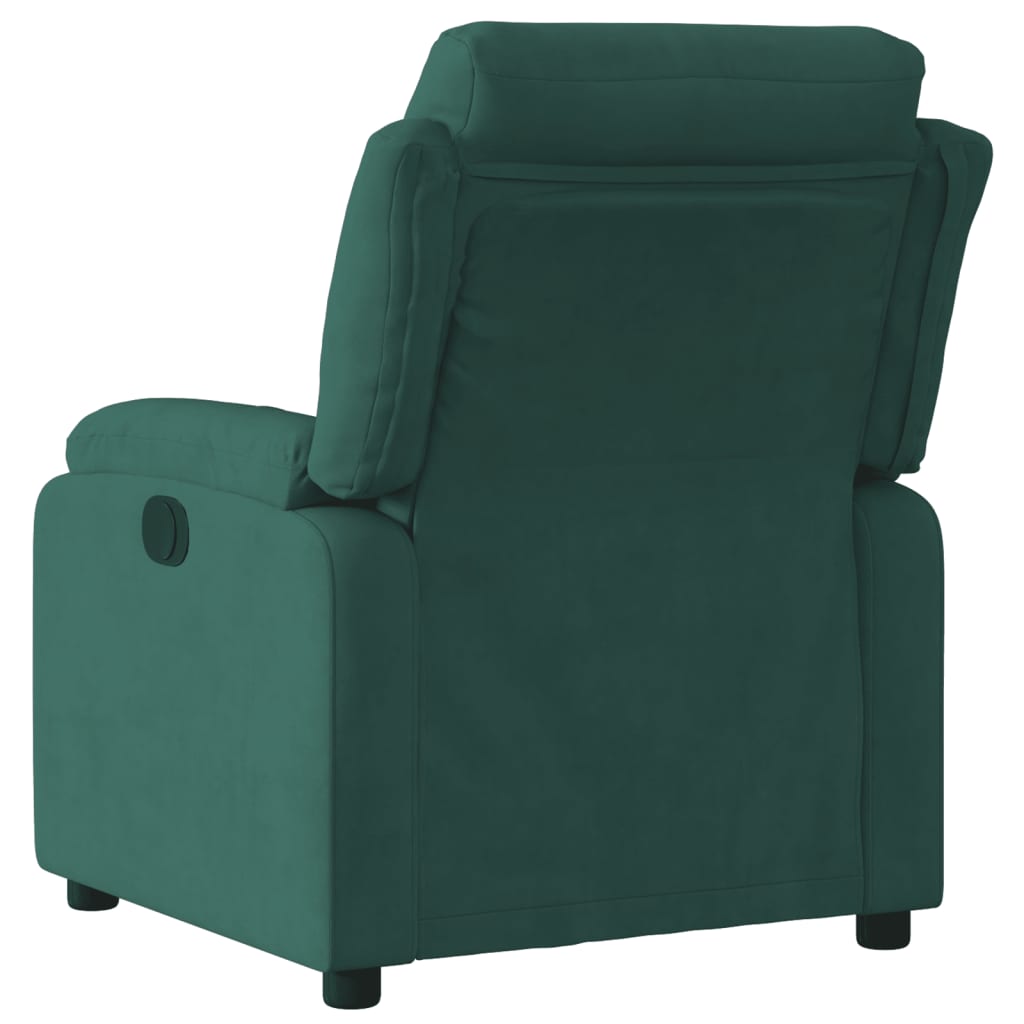 Реклайнер стол, тъмнозелен, кадифе