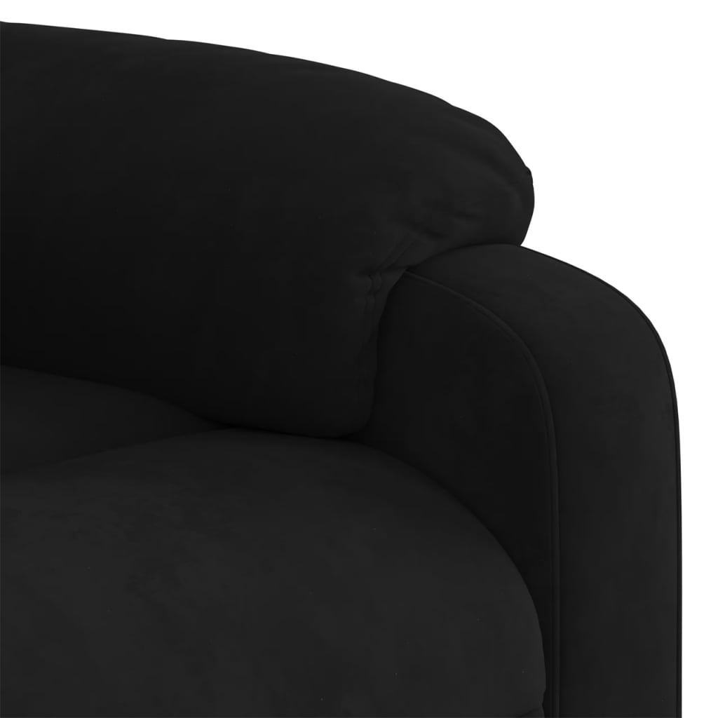 Масажен реклайнер стол, черен, кадифе