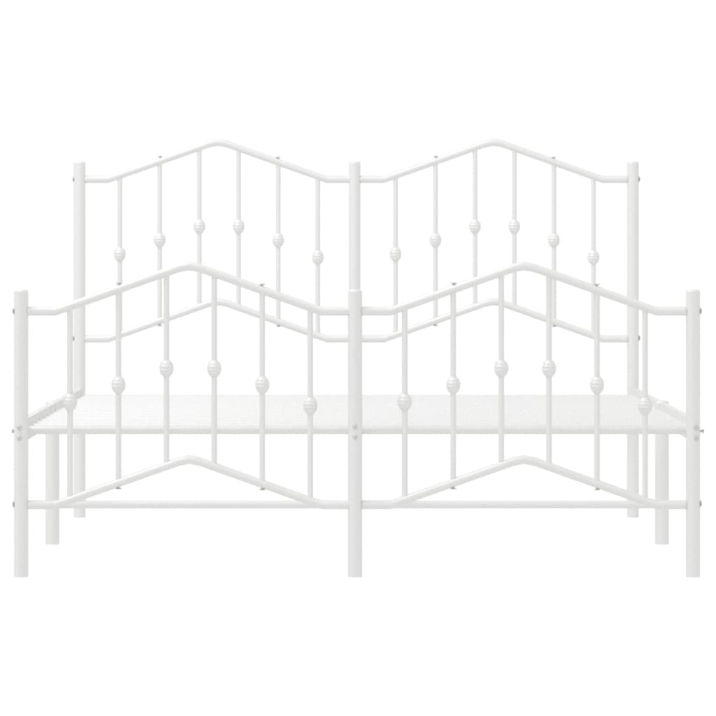 Метална рамка за легло с горна и долна табла, бяла, 135x190 см