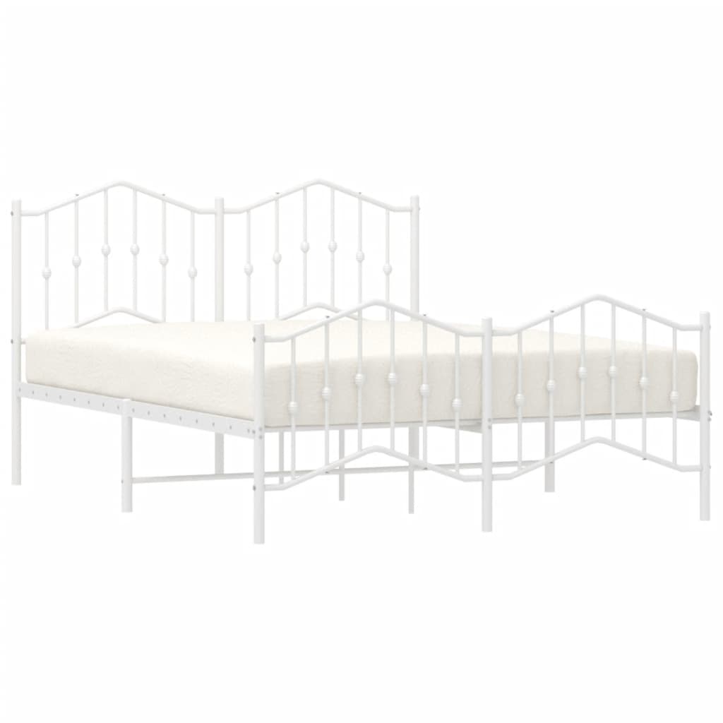 Метална рамка за легло с горна и долна табла, бяла, 150x200 см