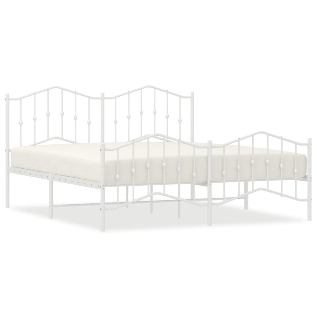 Метална рамка за легло с горна и долна табла, бяла, 160x200 см