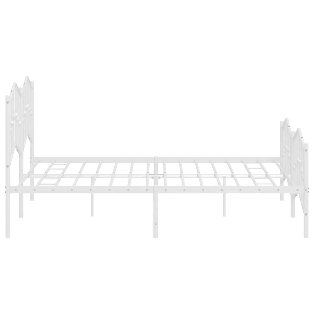 Метална рамка за легло с горна и долна табла, бяла, 160x200 см