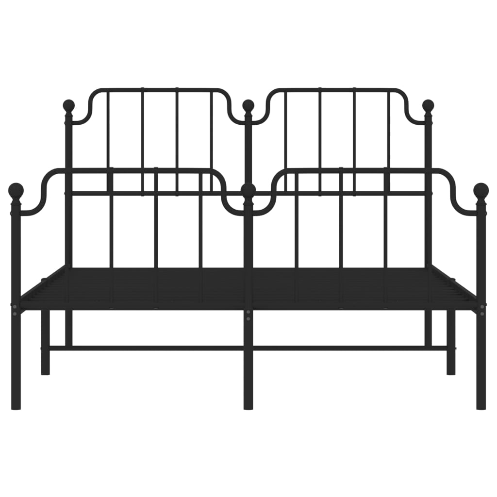 Метална рамка за легло с горна и долна табла, черна, 150x200 см