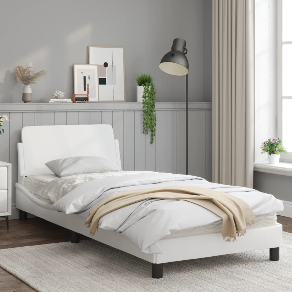 Рамка за легло с табла, бяла, 80x200 см, изкуствена кожа