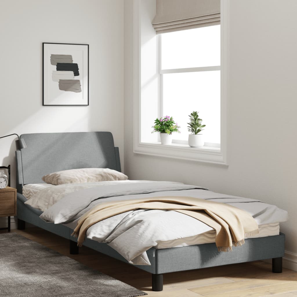 Рамка за легло с табла светлосива, 90x190 см плат