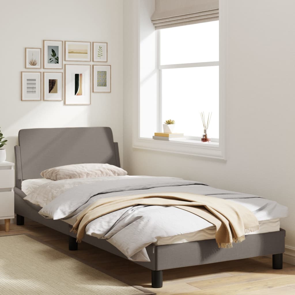 Рамка за легло с табла, таупе, 90x190 см, плат
