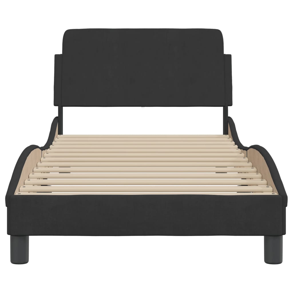 Рамка за легло с табла, черна, 90x190 см, кадифе