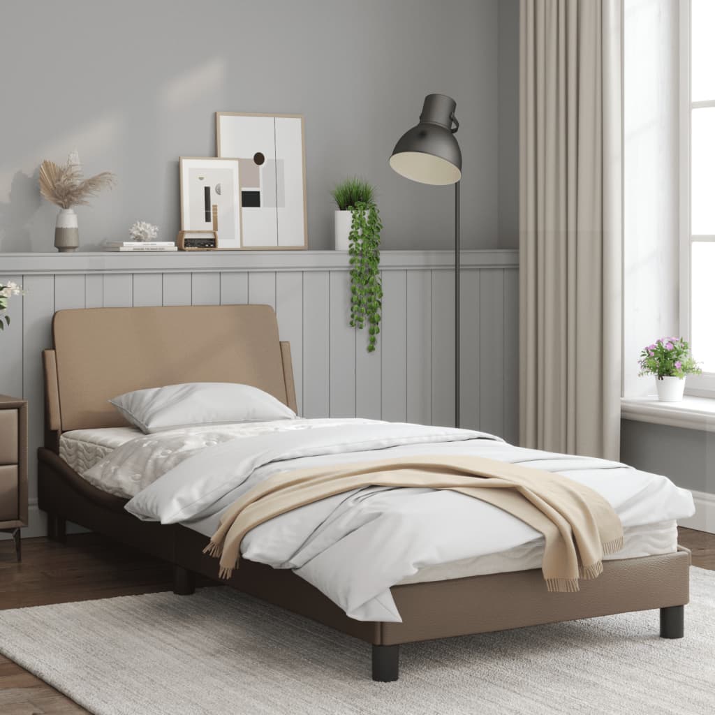 Рамка за легло с табла, капучино, 90x190 см, изкуствена кожа