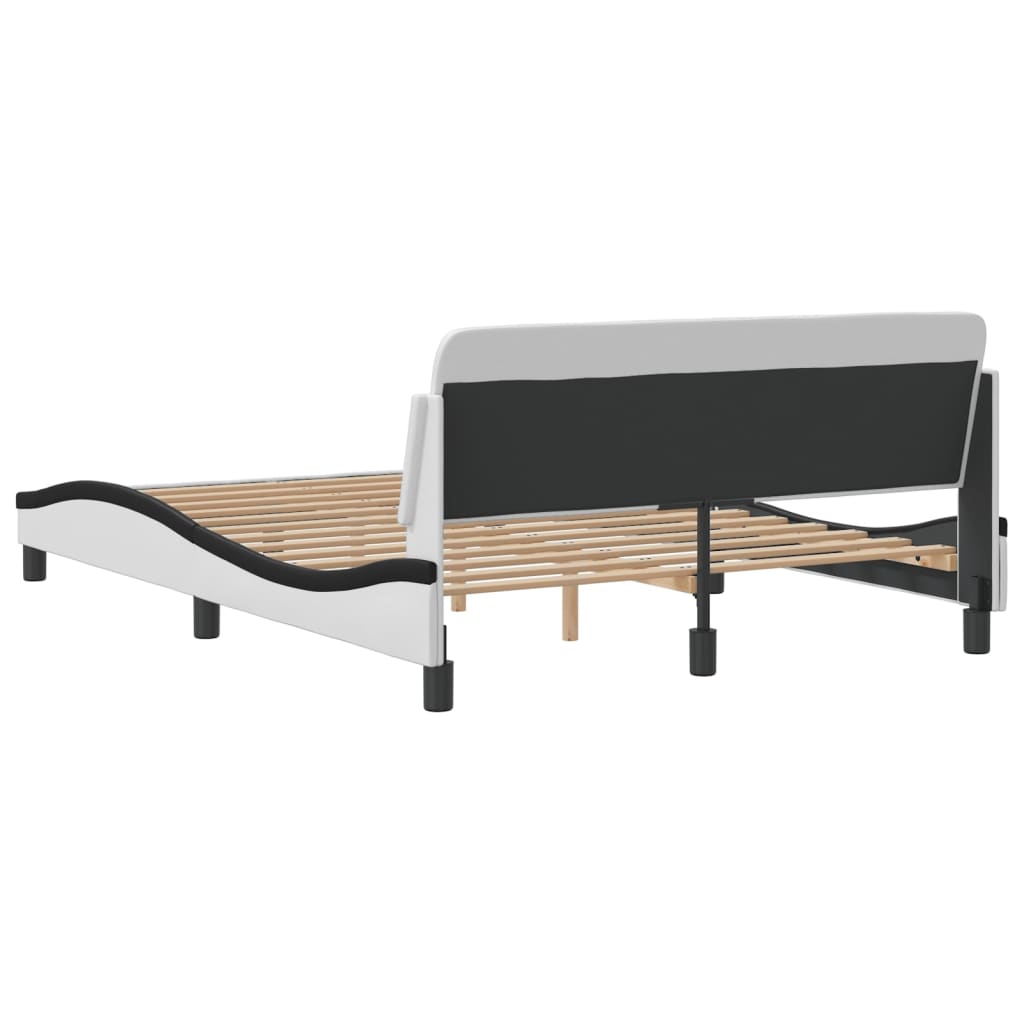 Рамка за легло с табла, бяло-черна, 120x200 см, изкуствена кожа