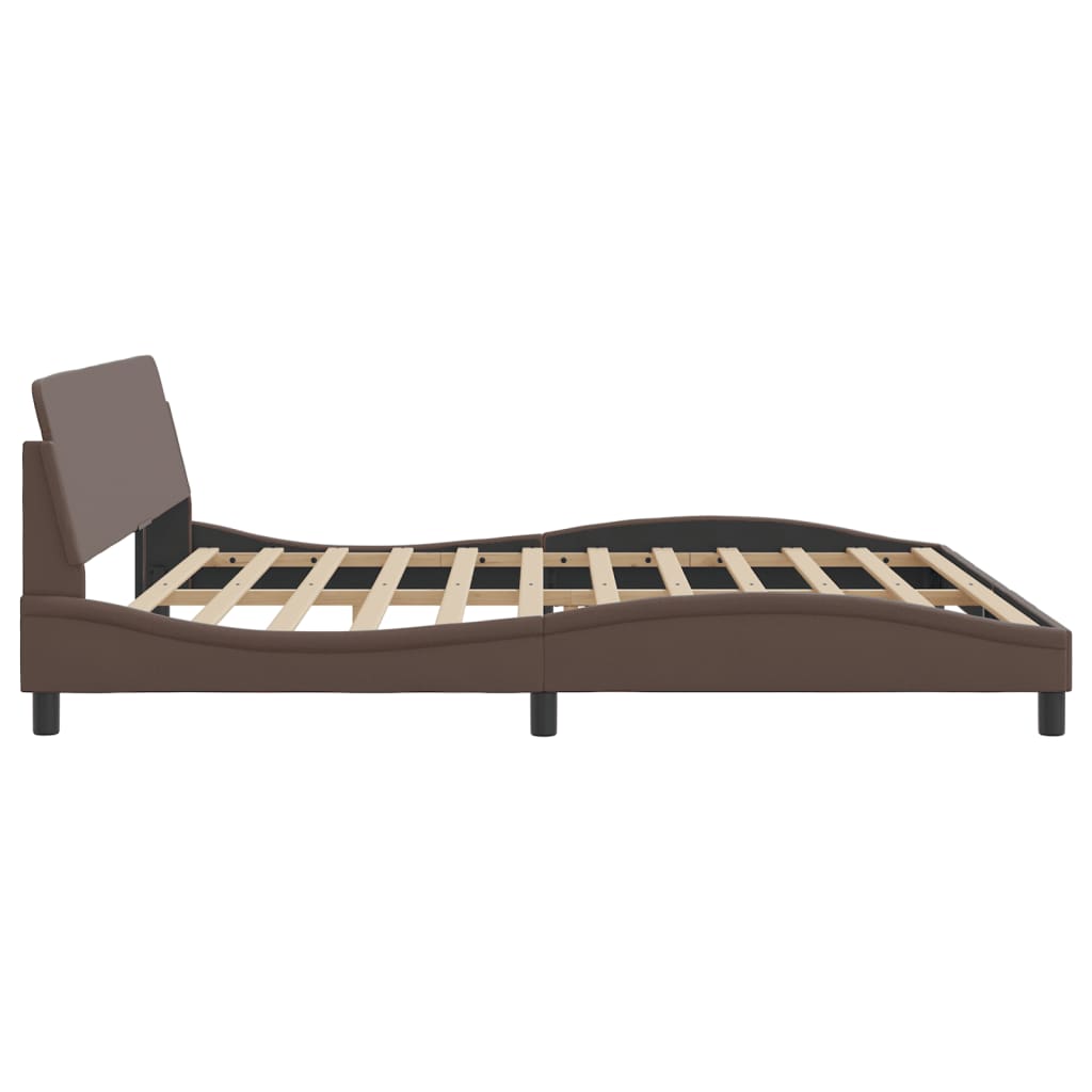 Рамка за легло с табла, кафява, 200x200 см, изкуствена кожа