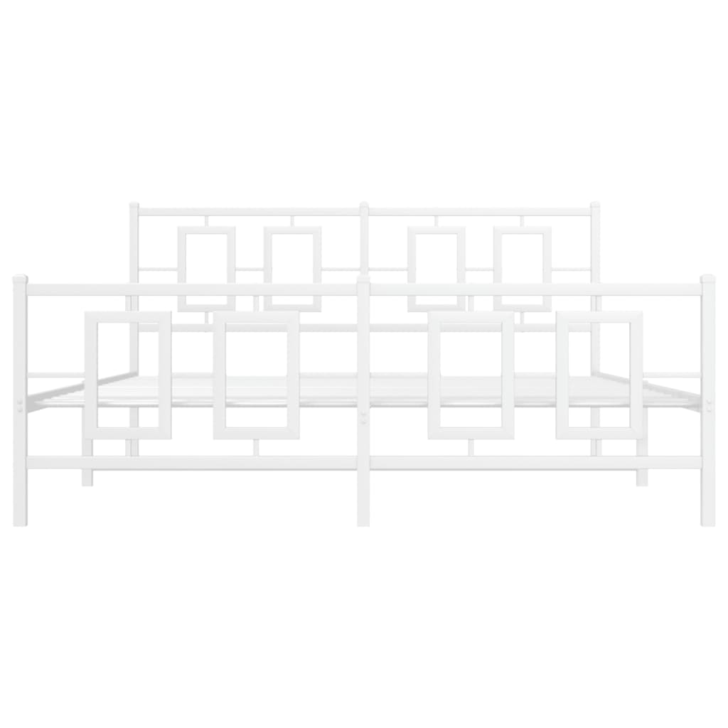 Метална рамка за легло с горна и долна табла, бяла, 150x200 см