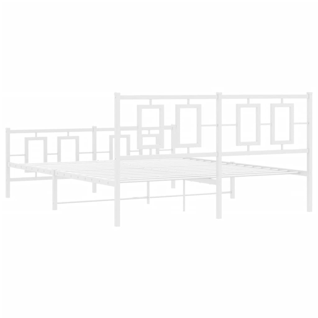 Метална рамка за легло с горна и долна табла, бяла, 150x200 см