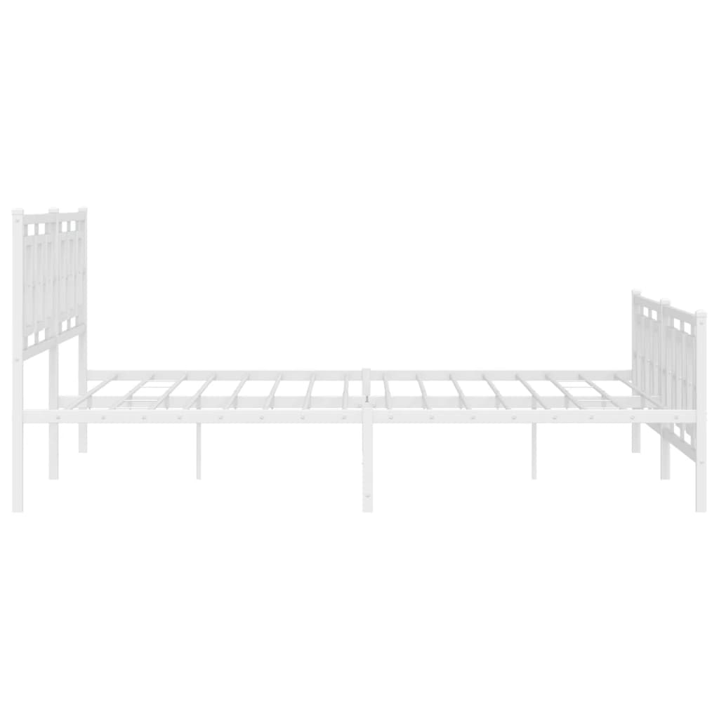 Метална рамка за легло с горна и долна табла, бяла, 193x203 см