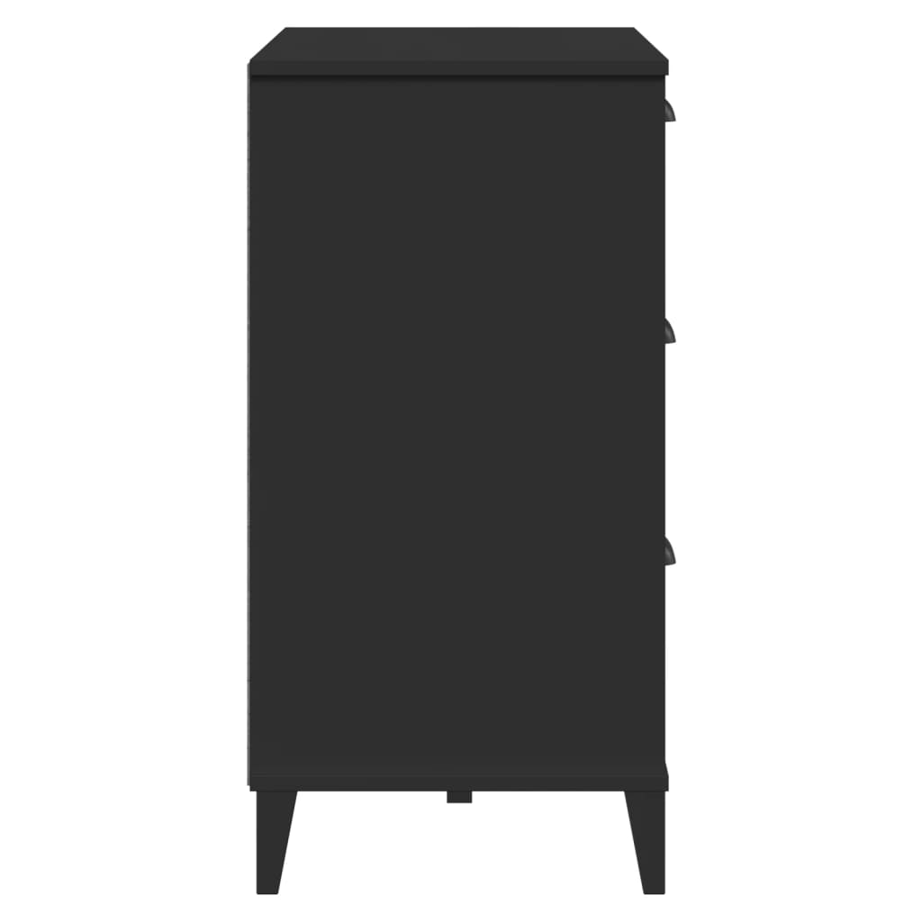 Шкаф с чекмеджета VIKEN, черен, бор масив
