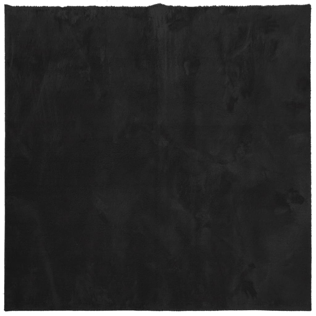 Килим HUARTE с къс косъм, мек и миещ се, черен, 200x200 см