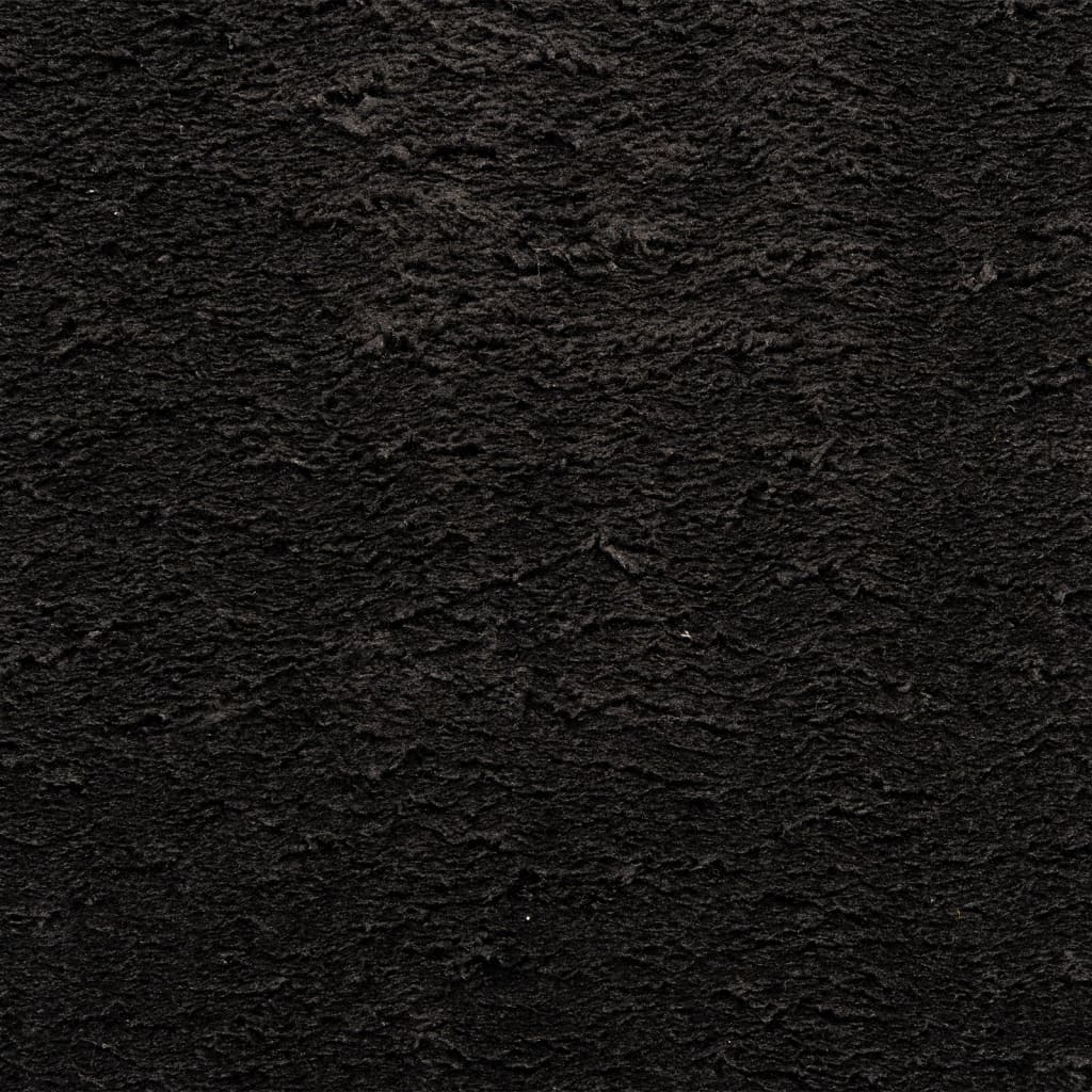 Килим HUARTE с къс косъм, мек и миещ се, черен, 200x200 см