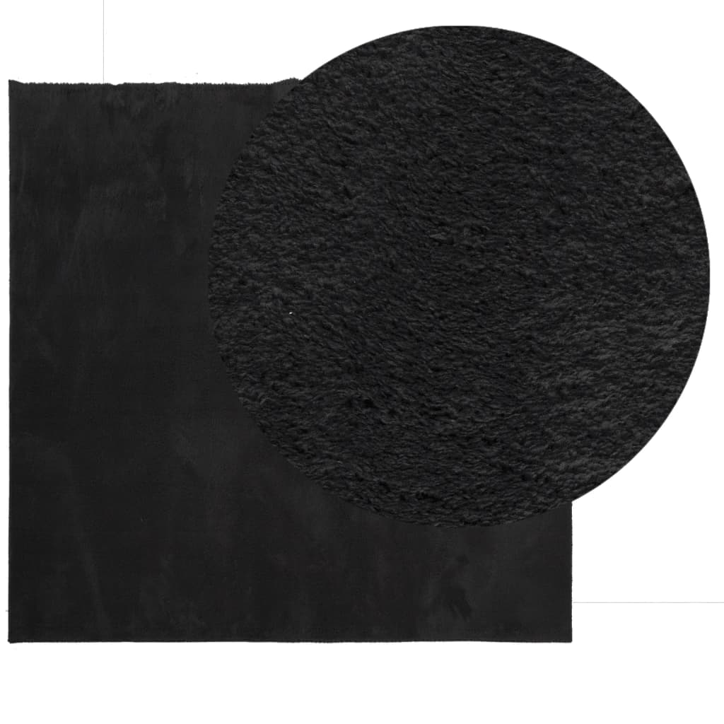 Килим HUARTE с къс косъм, мек и миещ се, черен, 240x240 см